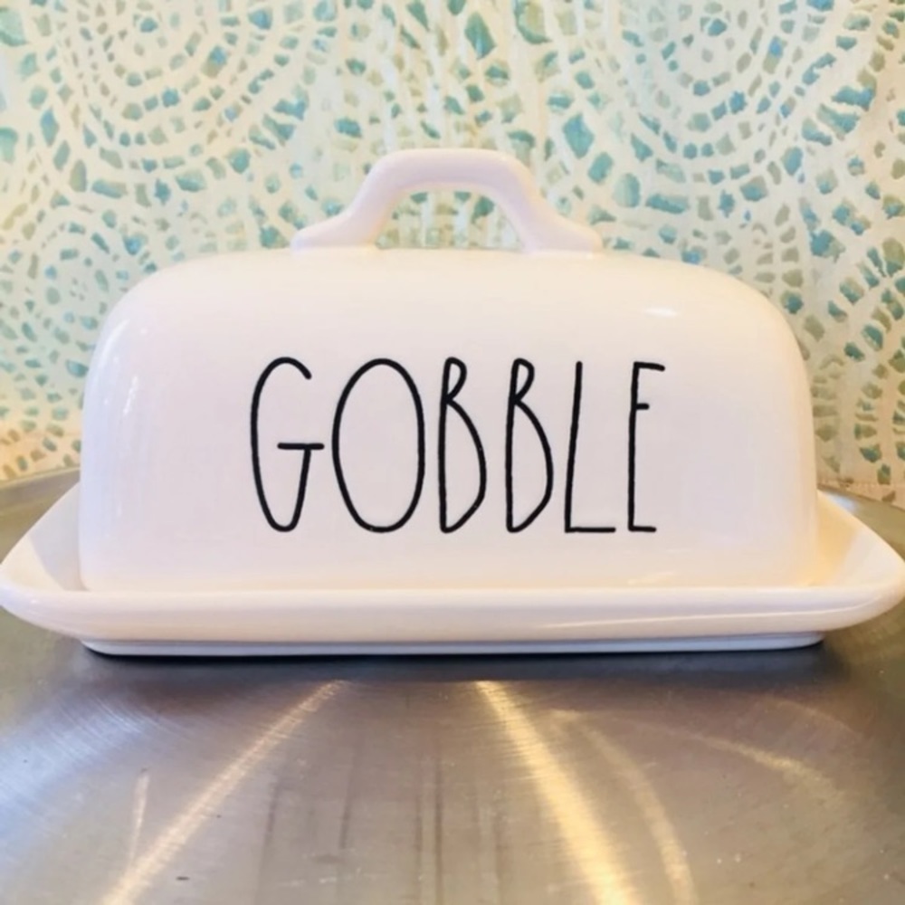 NWT Rae Dunn GOBBLE Butter Dish Thanksgiving